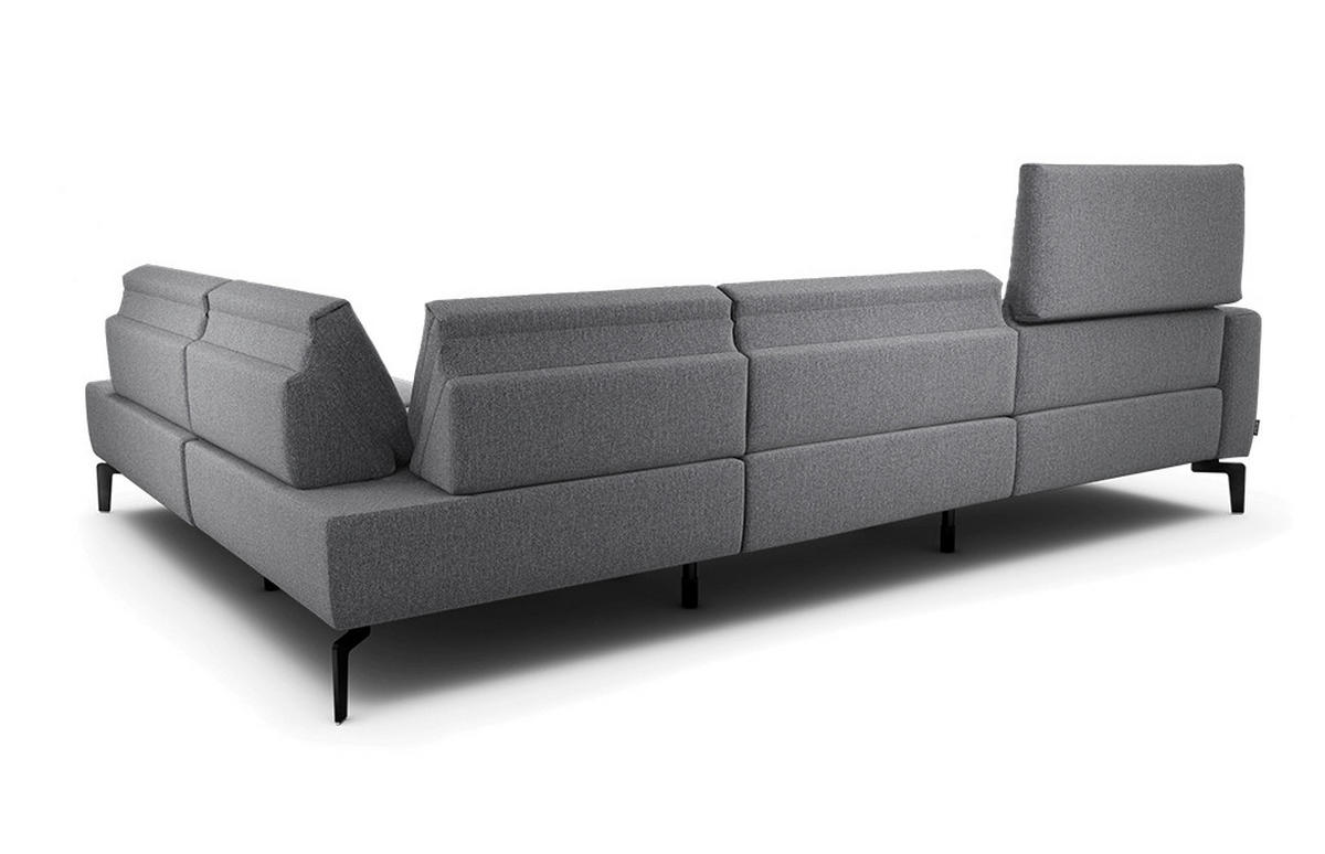 ECKSOFA Cosy Anthrazit Chenille  - Anthrazit/Schwarz, Design, Textil/Metall (213/296cm) - SENSOO