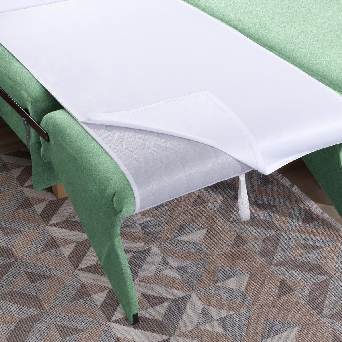 ECKSOFA in Flachgewebe Mintgrün  261/203 cm  - Eichefarben/Mintgrün, KONVENTIONELL, Holz/Textil (261/203cm) - Sedda