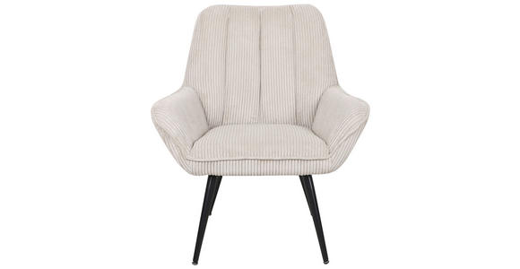 SESSEL in Cord Schwarz, Beige  - Beige/Schwarz, Design, Textil/Metall (80/96/76cm) - Cantus