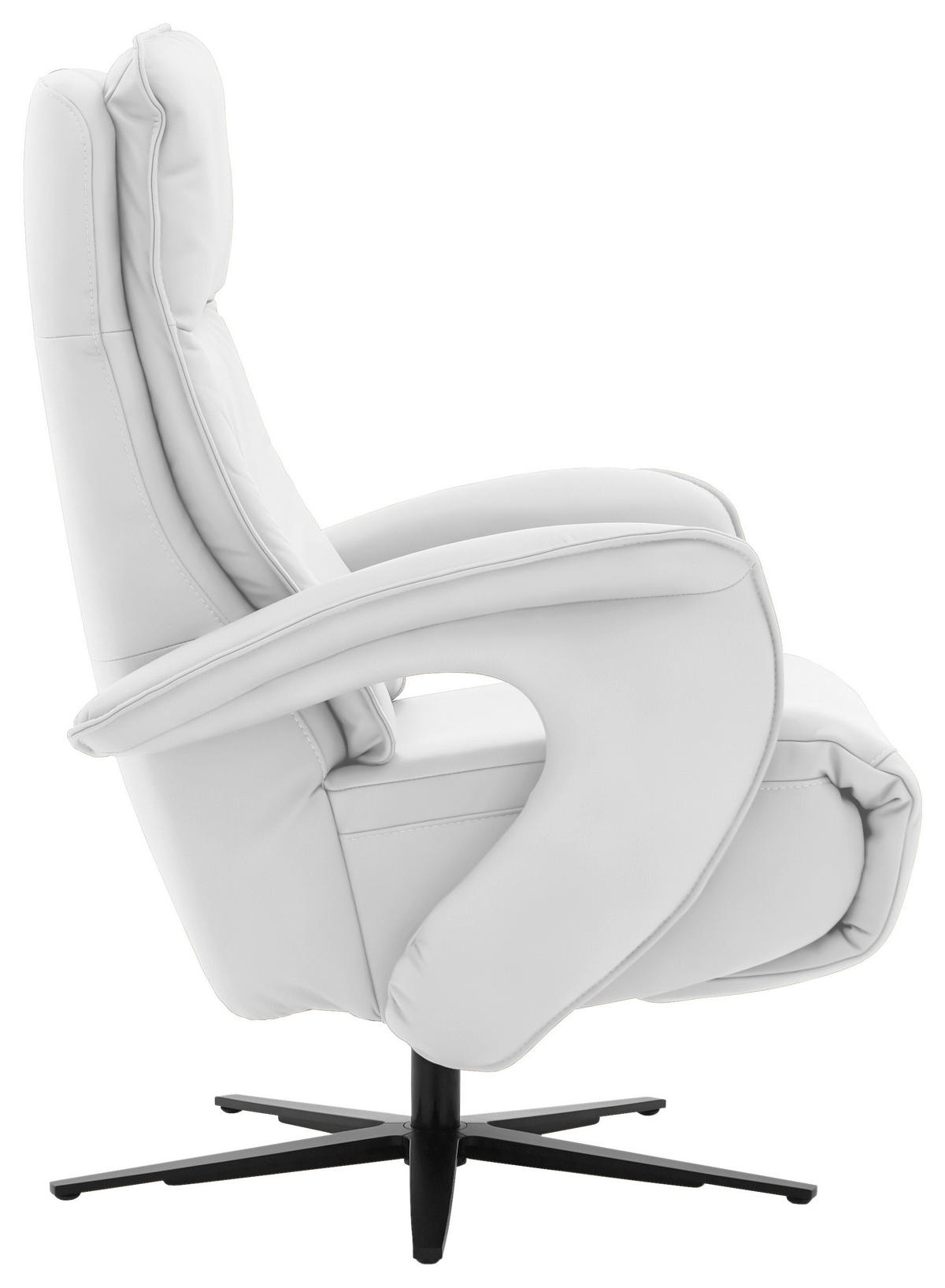 RELAXSESSEL in Leder Weiss  - Weiss/Schwarz, Design, Leder/Metall (77/110/87cm) - Valdera