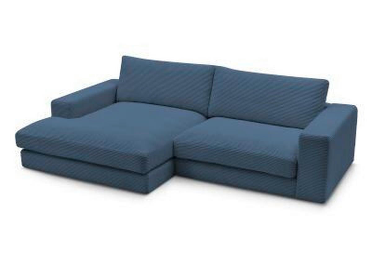 ECKSOFA  LEONARD Dunkelblau Cord  - Schwarz/Dunkelblau, MODERN, Kunststoff/Textil (159/274cm)
