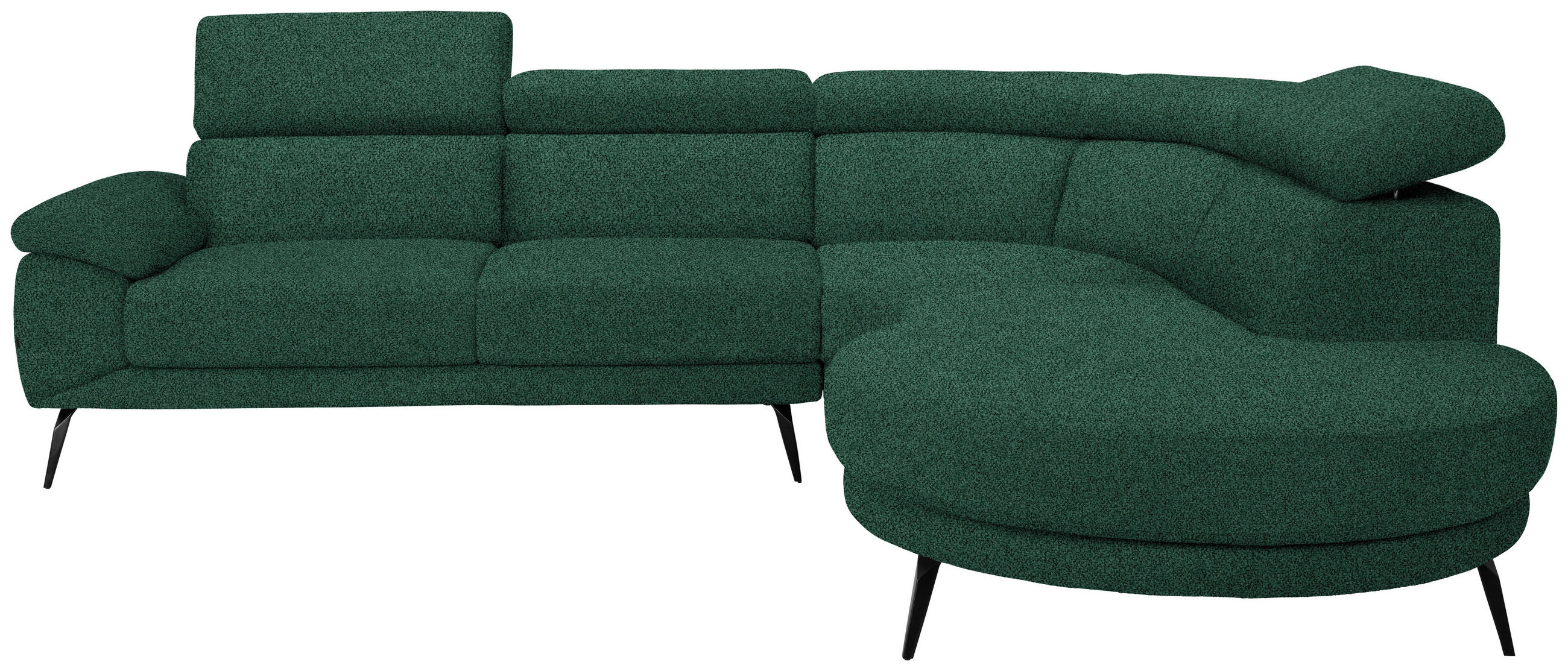 ECKSOFA Grün Velours  - Schwarz/Grün, Design, Textil/Metall (299/264cm) - Novel