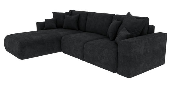 ECKSOFA in Samt Dunkelgrau  - Chromfarben/Dunkelgrau, KONVENTIONELL, Kunststoff/Textil (195/293cm) - Carryhome