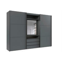 SCHWEBETÜRENSCHRANK  in Silberfarben, Weiß  - Chromfarben/Silberfarben, MODERN, Glas/Holzwerkstoff (300/216/65cm) - P & B