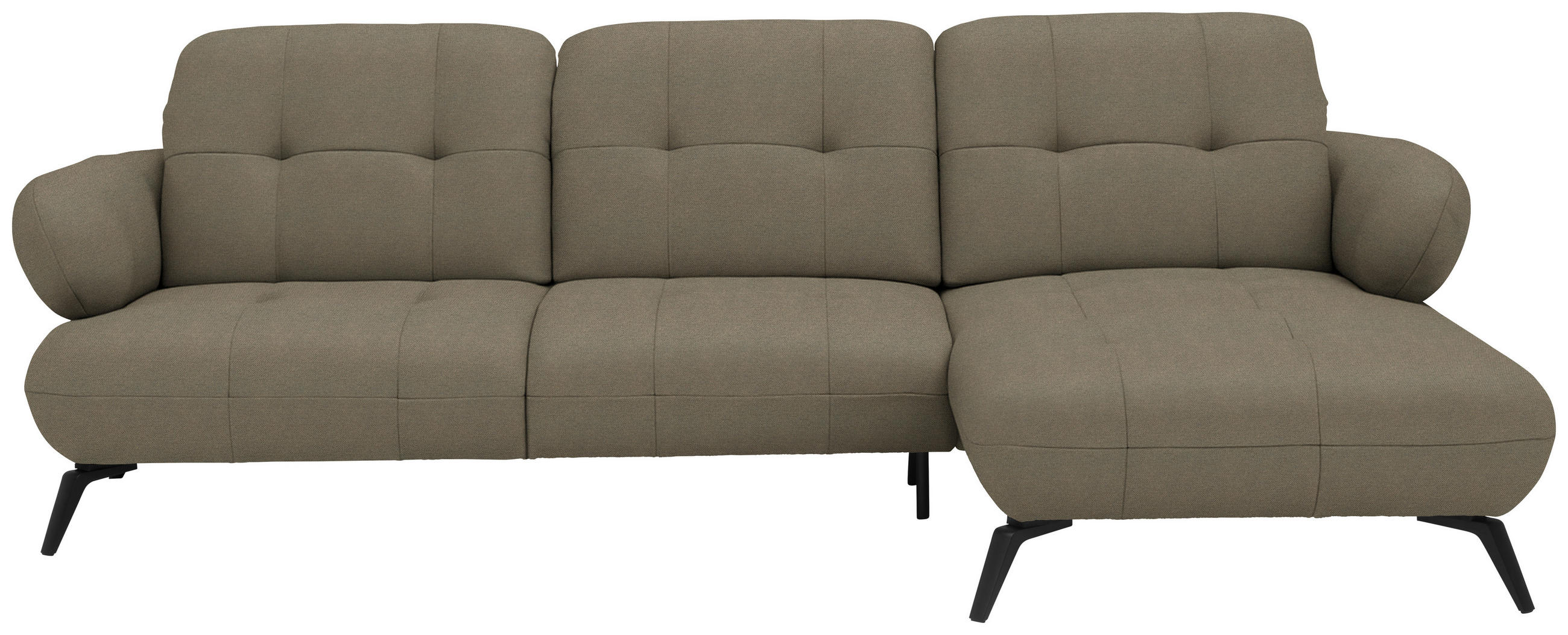 ECKSOFA  in Flachgewebe Braun Rücken echt, Kopfteilverstellung  282/189 cm  - Schwarz/Braun, Design, Textil/Metall (282/189cm) - Novel