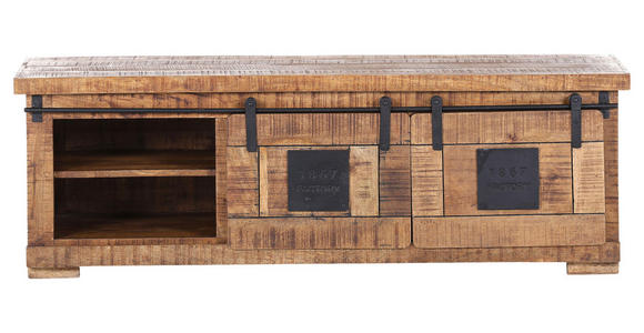LOWBOARD in 150/50/45 cm - Schwarz/Naturfarben, LIFESTYLE, Holz/Metall (150/50/45cm) - Landscape