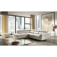 ECKSOFA  in Lederlook Echtleder Platinfarben  210/265 cm  - Platinfarben/Chromfarben, Design, Leder/Textil (210/265cm) - Livetastic