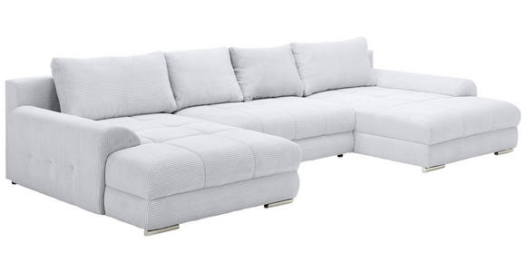 WOHNLANDSCHAFT  in Cord Grau  - Chromfarben/Grau, KONVENTIONELL, Kunststoff/Textil (180/376/180cm) - Carryhome