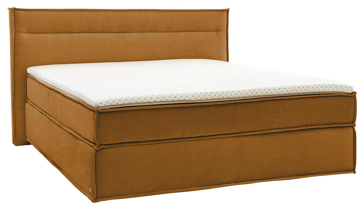BOXSPRINGBETT 180/200 cm  in Senfgelb  - Senfgelb/Schwarz, Design, Textil (180/200cm) - Musterring