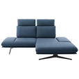 ECKSOFA  in Flachgewebe Blau Rücken echt, Armteilverstellung, Drehsitzfunktion  234/155 cm  - Blau/Schwarz, Design, Textil/Metall (234/155cm) - Dieter Knoll
