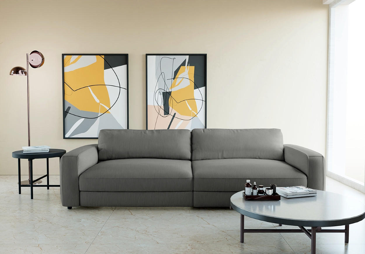 BIGSOFA in Cord Dunkelgrau  - Dunkelgrau/Schwarz, Modern, Kunststoff/Textil (264/84/125cm) - Trendmanufaktur