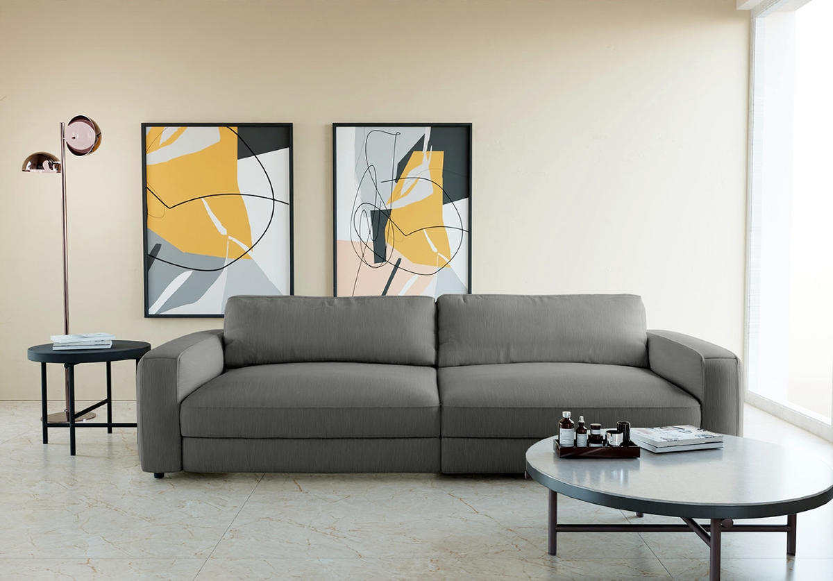 BIGSOFA in Cord Dunkelgrau  - Dunkelgrau/Schwarz, Modern, Kunststoff/Textil (264/84/125cm) - Trendmanufaktur