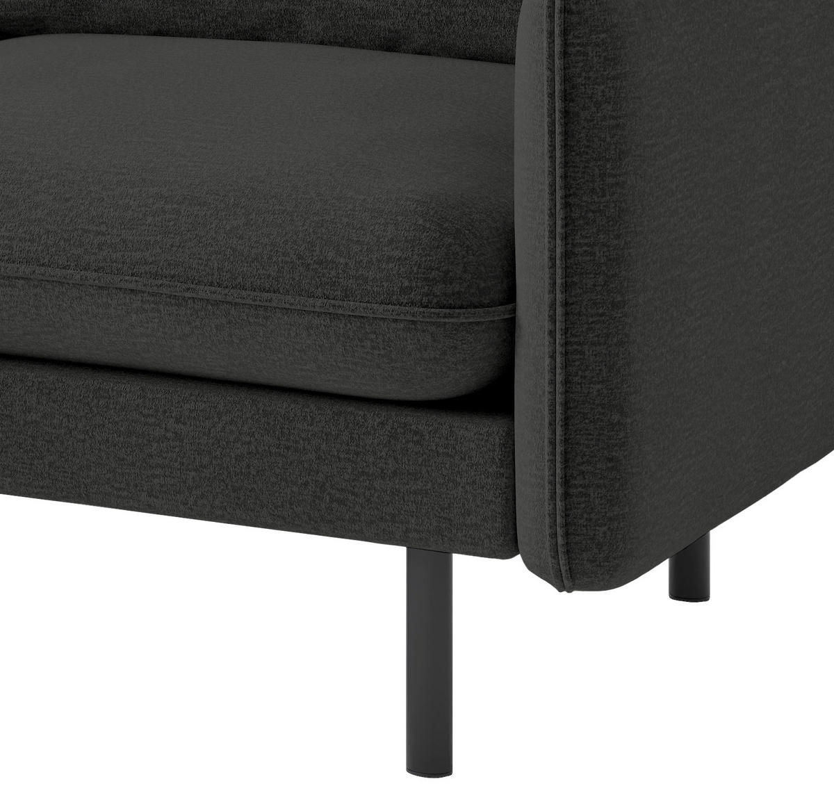 ECKSOFA in Flachgewebe Dunkelgrau  - Dunkelgrau/Schwarz, Design, Textil/Metall (204/267cm) - Livetastic