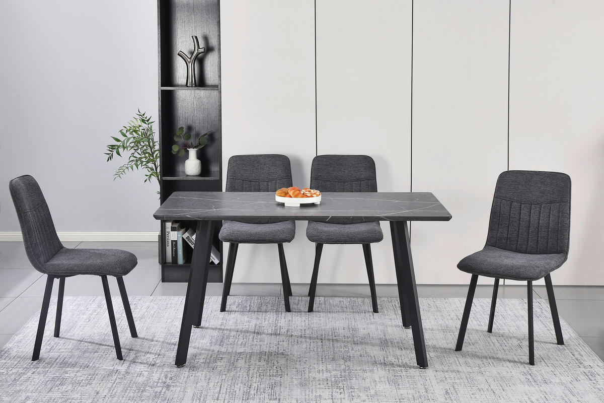 TISCHGRUPPE in Metall, Textil, Holzwerkstoff Grau  - Grau, KONVENTIONELL, Holzwerkstoff/Textil (140/46/75/88/80/57cm) - MID.YOU