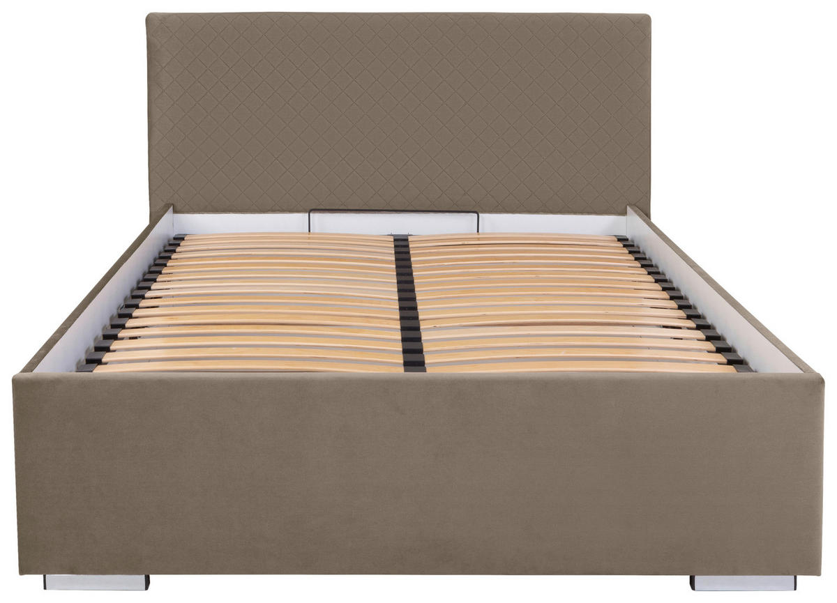 POLSTERBETT 120/200 cm  in Beige  - Chromfarben/Beige, Modern, Holz/Textil (120/200cm) - MID.YOU