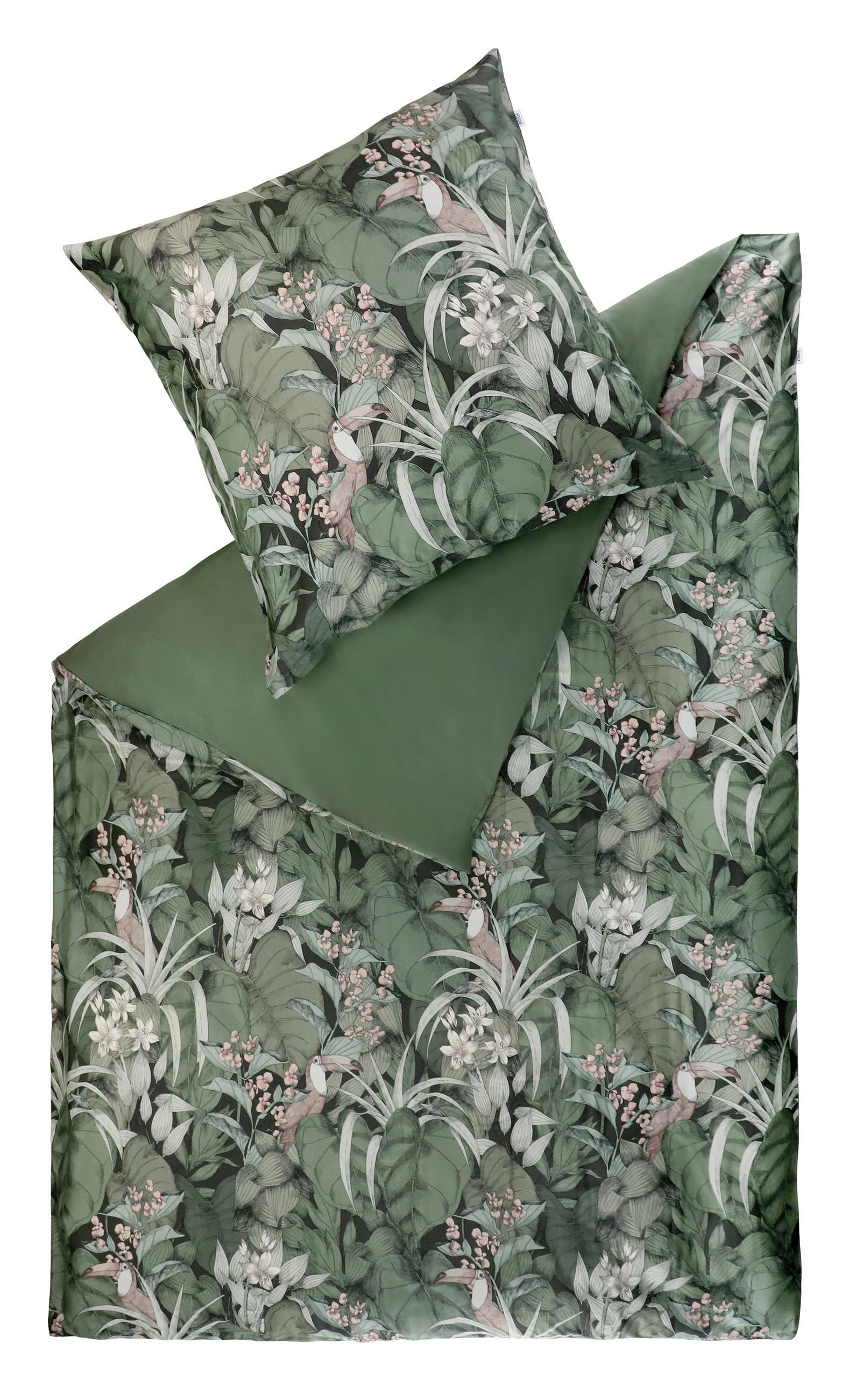 WENDEBETTWÄSCHE SW-Toucan grün Satin 140/200 cm  - Salbeigrün/Hellgrün, Basics, Textil (140/200cm) - Schöner Wohnen