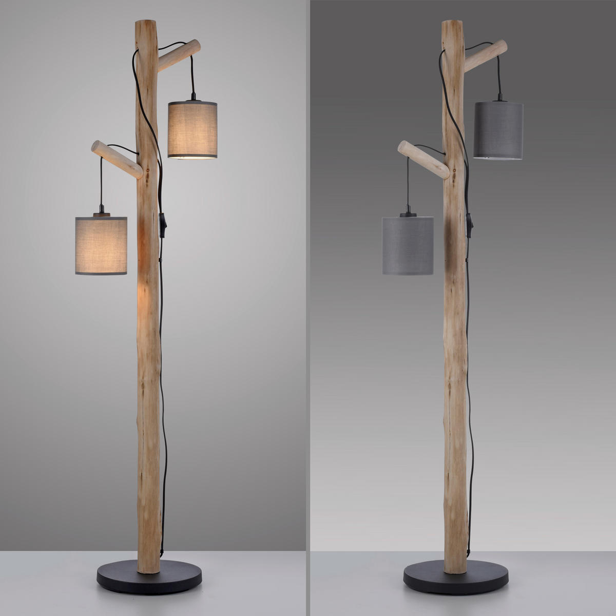 STEHLEUCHTE 39/28/150 cm    - Taupe, Natur, Holz/Kunststoff (39/28/150cm)