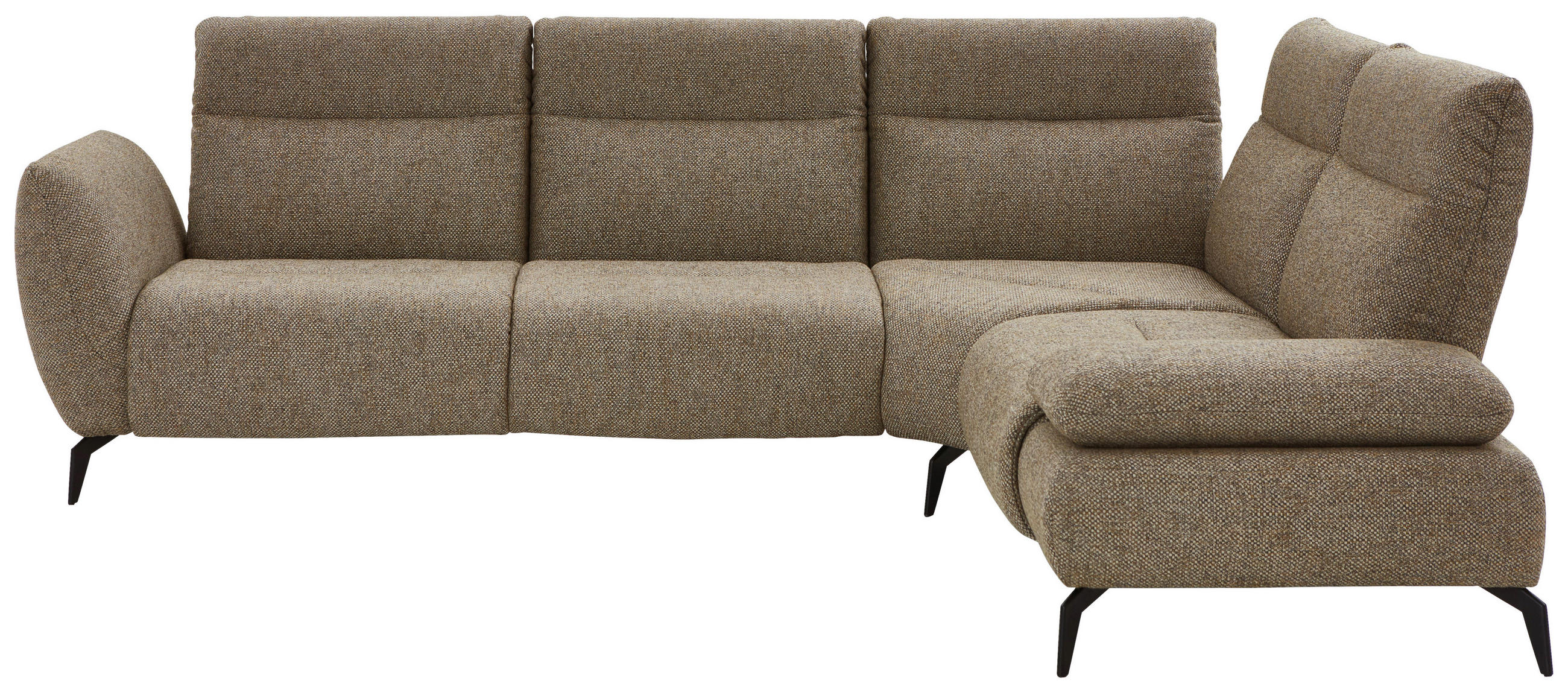 ECKSOFA in Webstoff Creme, Graubraun  290/223 cm  - Graubraun/Creme, Design, Textil/Metall (290/223cm) - Moderano