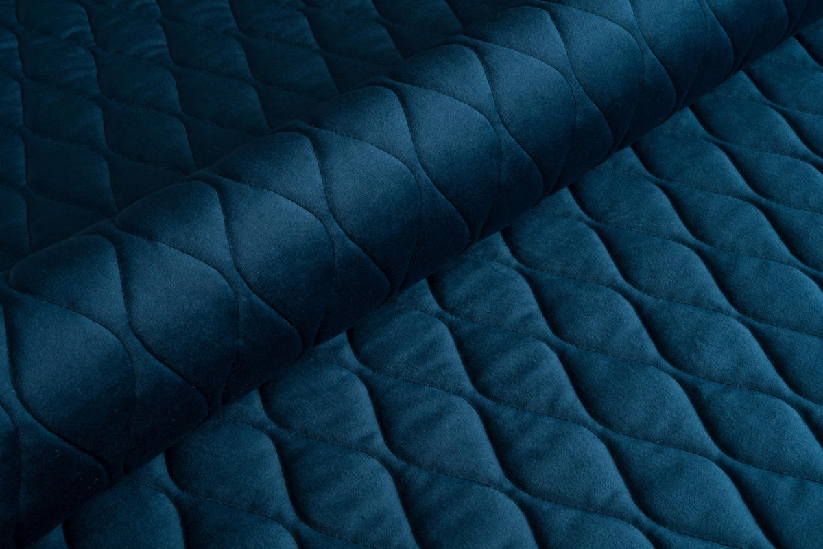 SCHLAFSOFA  mit Schlafen auf Sitzhöhe, Rücken echt Samt Blau  - Blau/Goldfarben, Design, Textil/Metall (235/96/104cm) - MID.YOU