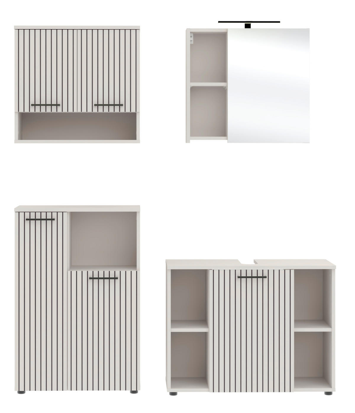 Baie 4 piese, 155 cm - cașmir/negru, Trend, sticlă/metal (155cm) - Respekta