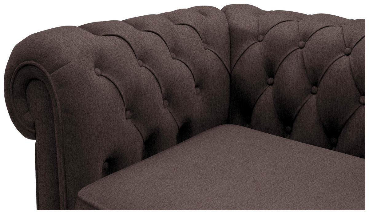 CHESTERFIELD-SOFA in Webstoff Dunkelbraun  - Wengefarben/Dunkelbraun, LIFESTYLE, Holz/Textil (206/76,5/96cm) - Landscape