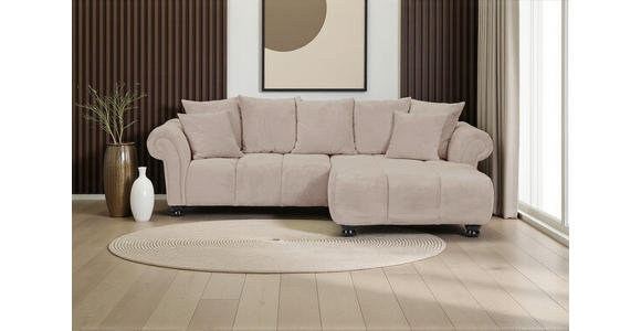 ECKSOFA  in Plüsch Beige  288/190 cm  - Dunkelbraun/Beige, KONVENTIONELL, Holz/Textil (288/190cm) - Carryhome