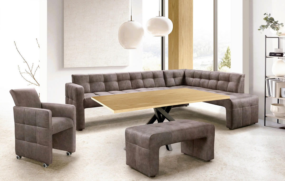 KLUPA KUTNA  smeđa  drvo, tekstil, drvni materijal      - smeđa/crna, Moderno, drvni materijal/drvo (265/197cm) - Livetastic