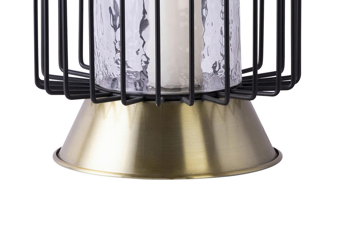 KERZENHALTER - Goldfarben/Schwarz, Trend, Glas/Metall (22.5/22.5/31cm) - Kayoom