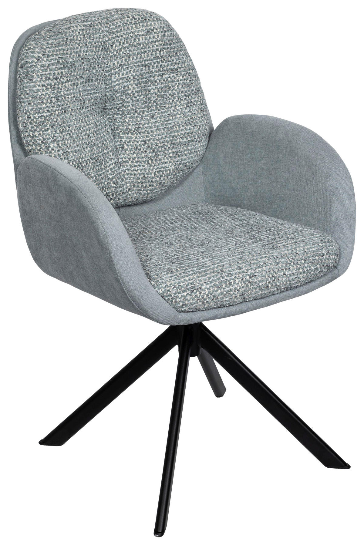 ARMLEHNSTUHL  automatische Rückholfunktion, Sitzfläche 320° drehbar Webstoff  - Jadegrün/Schwarz, Design, Textil/Metall (59/90/64cm) - Linea Natura