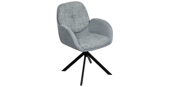 ARMLEHNSTUHL  automatische Rückholfunktion, Sitzfläche 320° drehbar Webstoff  - Jadegrün/Schwarz, Design, Textil/Metall (59/90/64cm) - Linea Natura