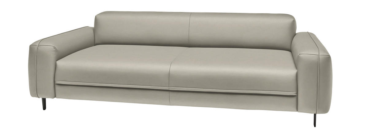 3-SITZER-SOFA  in Echtleder Hellgrau   - Anthrazit/Hellgrau, Design, Leder/Metall (230/70/109cm) - Johann Jakob