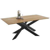 ESSTISCH Eiche massiv rechteckig Eichefarben  - Eichefarben/Schwarz, Natur, Holz/Metall (200/100/75cm) - SetOne by Musterring