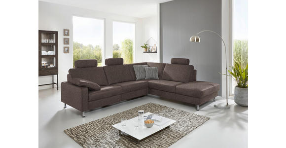 ECKSOFA in Mikrofaser Braun  - Alufarben/Braun, Design, Textil/Metall (275/242cm) - Dieter Knoll