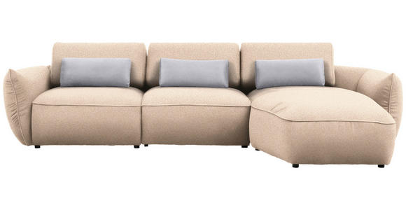 ECKSOFA  in Chenille Creme  340/190 cm  - Greige/Creme, Design, Kunststoff/Textil (340/190cm) - Belluti