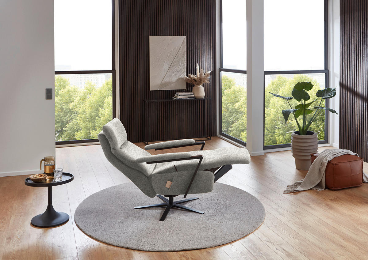 RELAXSESSEL in Textil Hellgrau  - Hellgrau/Schwarz, Design, Textil/Metall (68/117/85cm) - Cantus