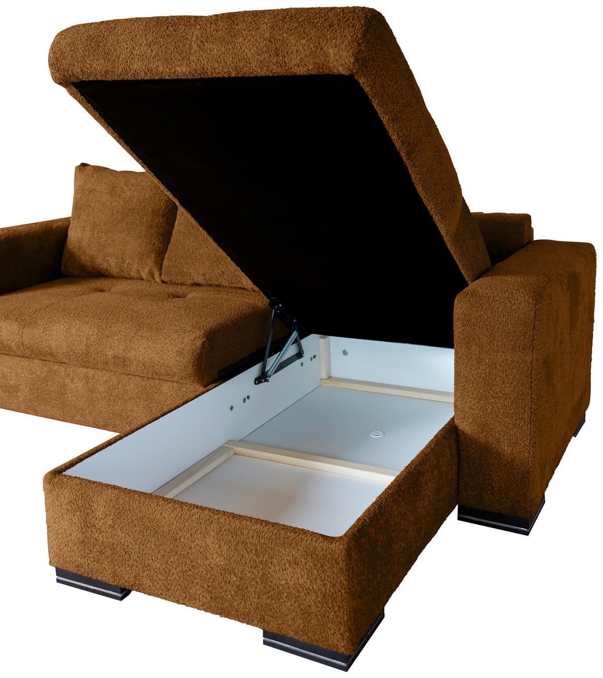 ECKSOFA Goldfarben Webstoff  - Goldfarben/Braun, KONVENTIONELL, Holz/Textil (170/235cm) - Carryhome