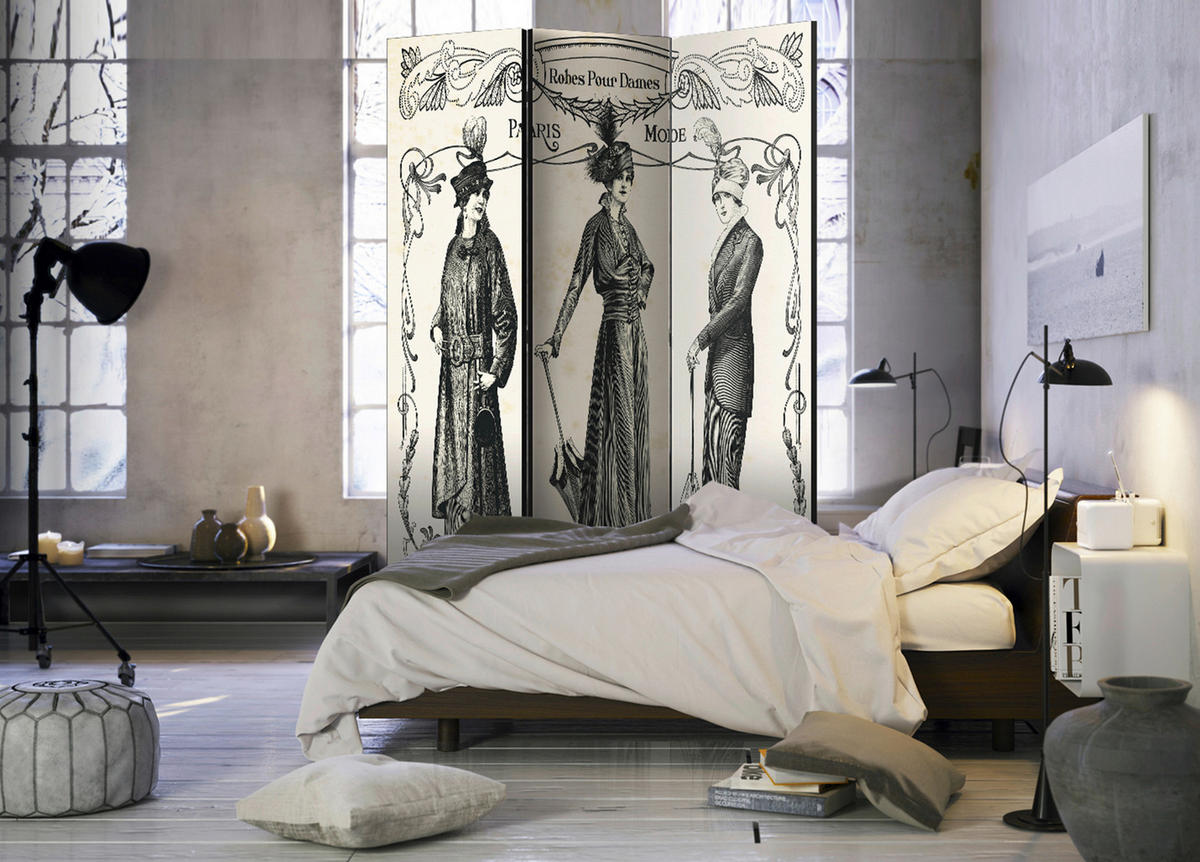 SKÄRMVÄGG  i trä, plast, textil  ljusgrå, mörkgrå  - mörkgrå/ljusgrå, Basics, trä/textil (135/172/3cm) - artgeist
