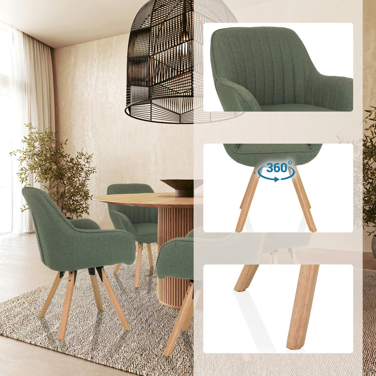 ARMLEHNSTUHL     Mintgrau  - Mintgrau/Buchefarben, MODERN, Holz/Textil (56/84/62cm) - MID.YOU