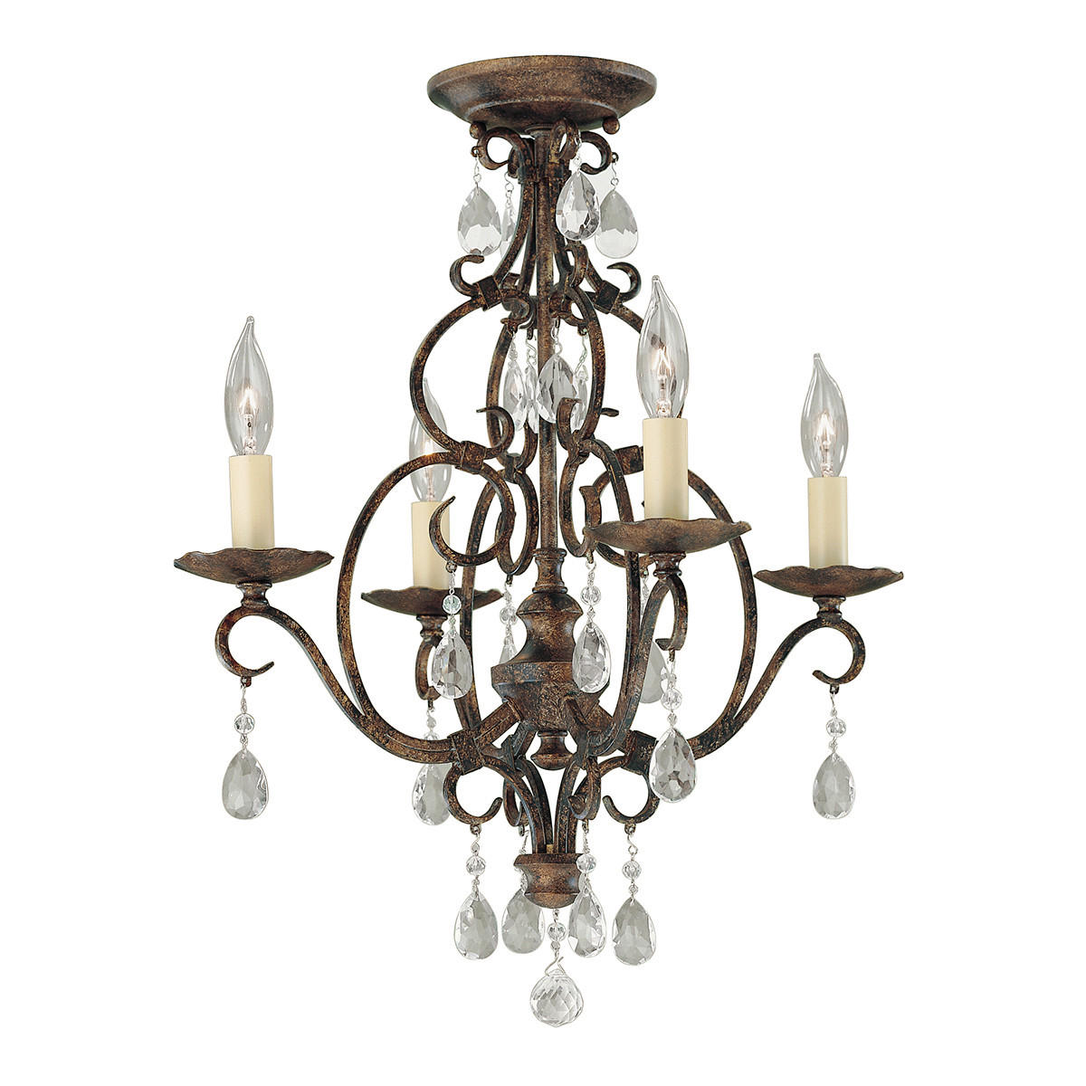 KRONLEUCHTER 42.2/51.2 cm    - Bronzefarben, Konventionell, Glas/Metall (42.2/51.2cm) - Elstead Lighting