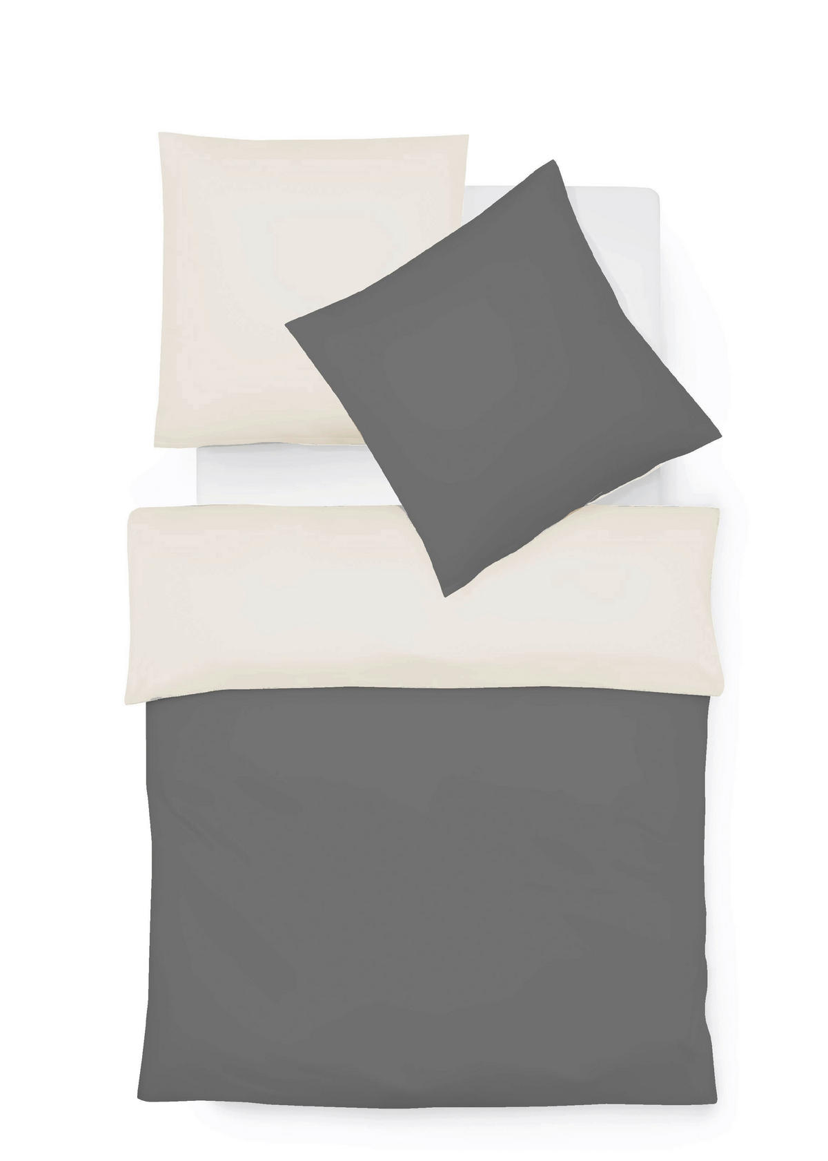 WENDEBETTWÄSCHE Provence Wende Leinenoptik 155/220 cm  - Dunkelgrau/Beige, Basics, Textil (155/220cm) - Fleuresse