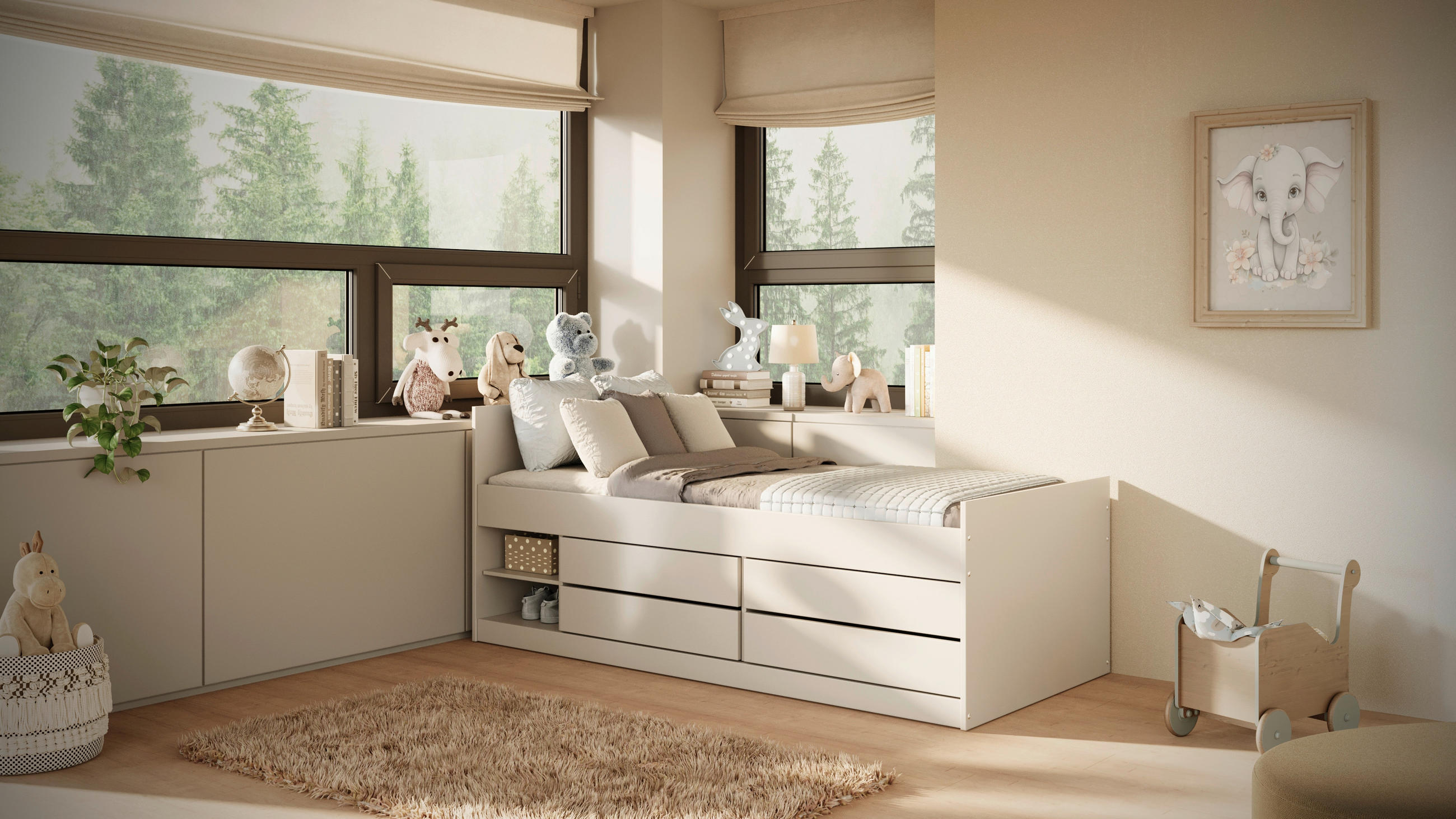 KINDER-/JUNIORBETT - Birkefarben/Weiß, MODERN, Holz/Holzwerkstoff (90/200cm) - MID.YOU