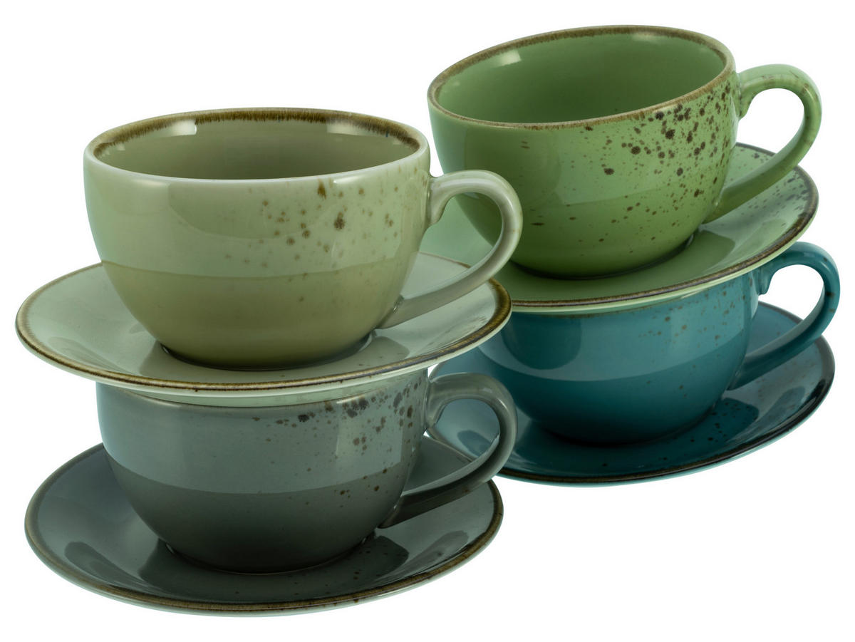 TASSENSET 8-teilig  - Blau/Beige, Trend, Keramik - Creatable