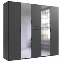 KLEIDERSCHRANK  in Graphitfarben  - Schwarz/Graphitfarben, MODERN, Glas/Holzwerkstoff (225/210/58cm) - Boxxx
