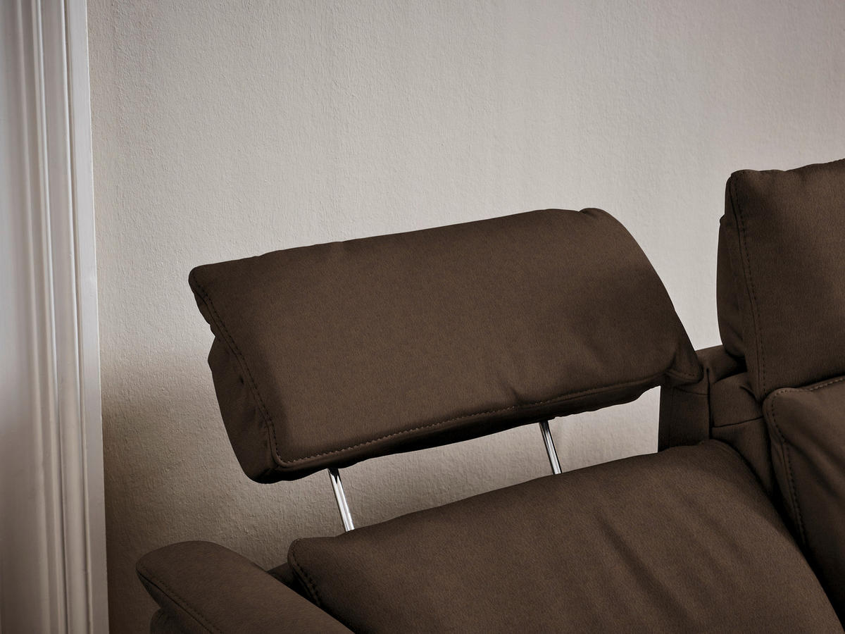 TRAPEZSOFA Echtleder Braun  - Schwarz/Braun, KONVENTIONELL, Leder/Metall (221/103/95cm) - Dieter Knoll