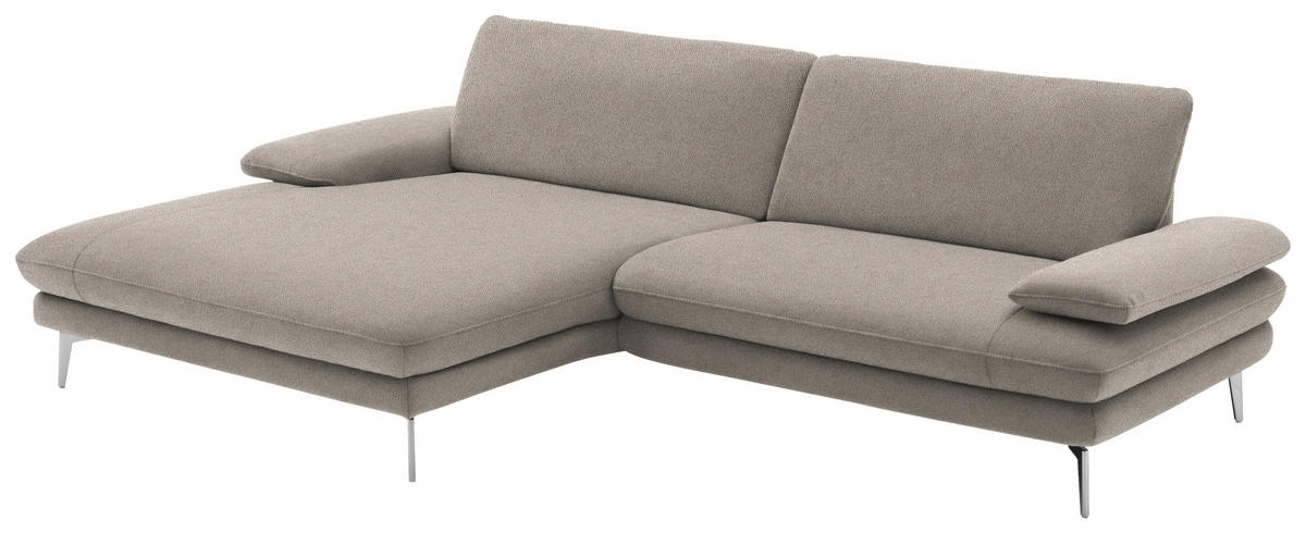 ECKSOFA in Webstoff Hellbraun  - Hellbraun/Schwarz, Design, Textil/Metall (184/284cm) - Dieter Knoll