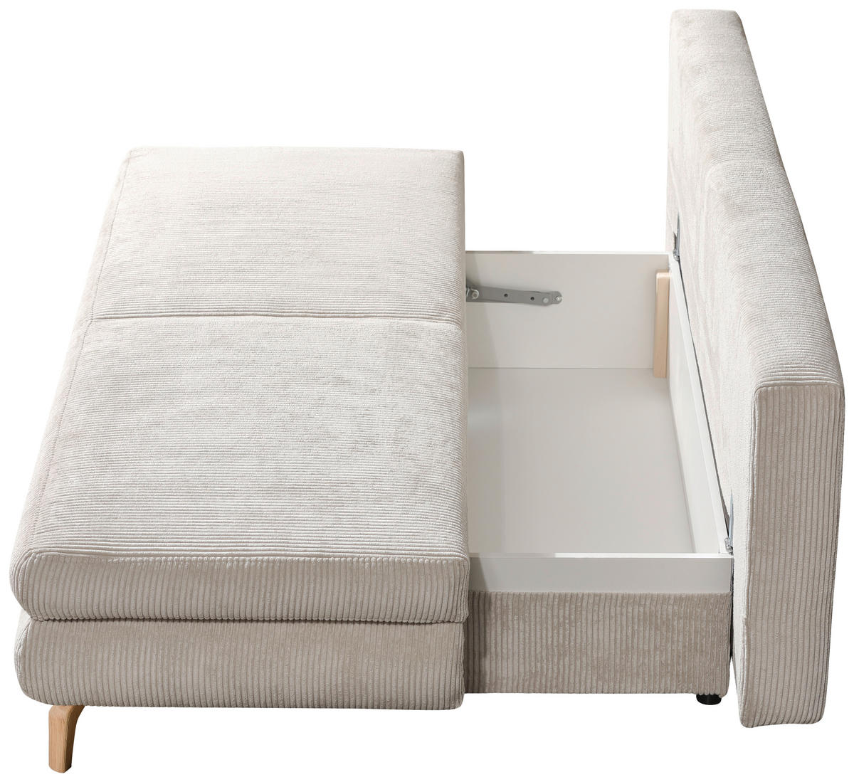 SCHLAFSOFA in Cord Beige  - Eichefarben/Beige, Design, Holz/Textil (200/91/92cm) - Novel