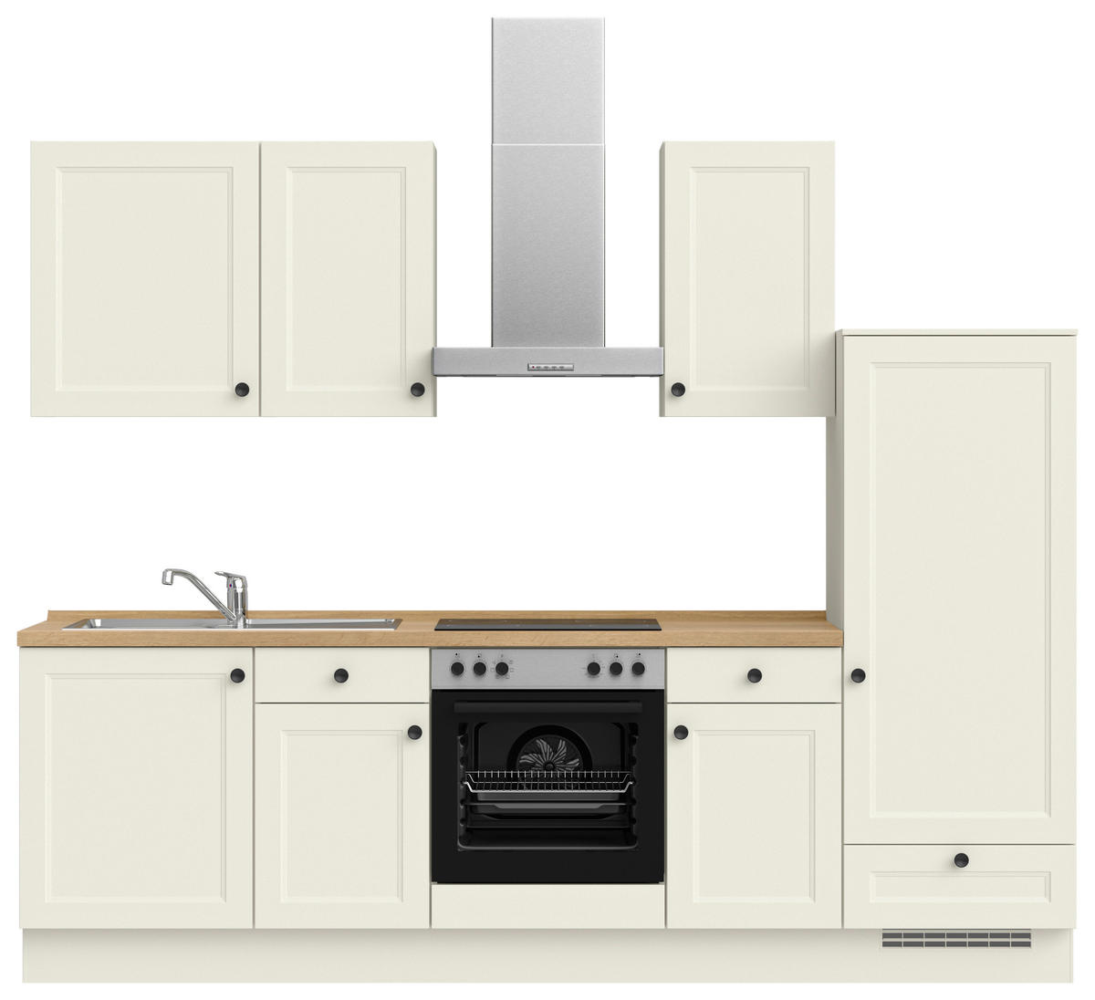 KÜCHENBLOCK Cascada 270 cm  in Weiß, Eichefarben  - Eichefarben/Schwarz, MODERN, Holzwerkstoff/Metall (270cm) - Nobilia