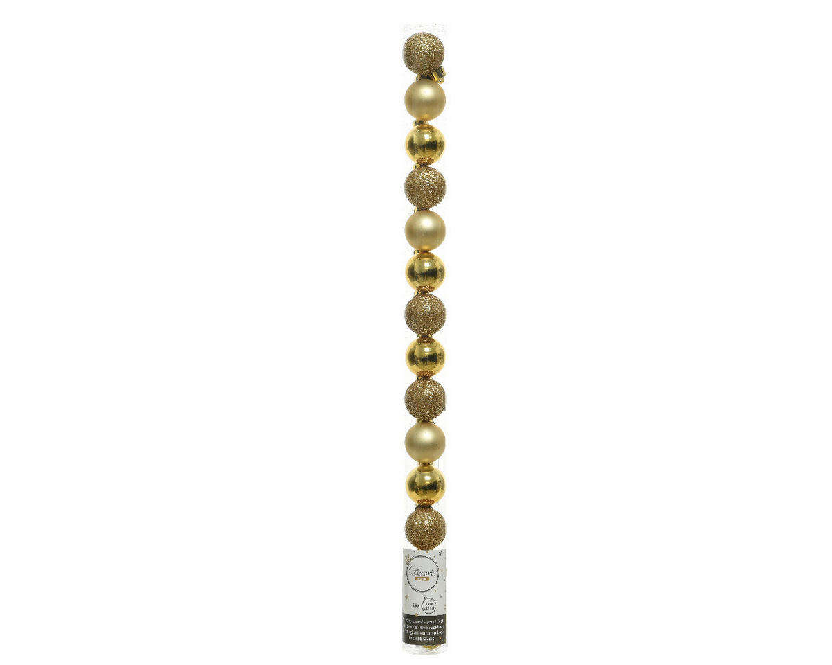 JULGRANSKULOR SET 3 cm  - guldfärgad, Klassisk, plast (3cm)