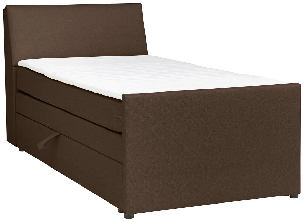 BOXSPRING-ÁGY 120/200 cm  barna  - barna/fekete, Modern, faalapú anyag/textil (120/200cm) - MID.YOU