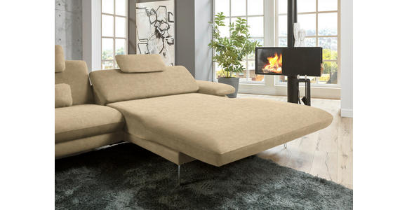 ECKSOFA in Velours Cappuccino 284/184 cm - Schwarz/Cappuccino, Design, Textil/Metall (284/184cm) - Dieter Knoll